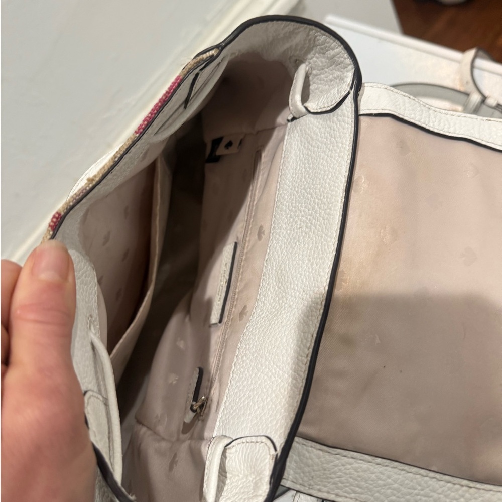 Kate Spade White Backpack with Pink/Red/Orange Stripes - Picture 8 of 8